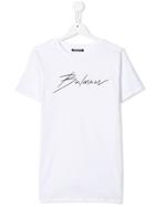 Balmain Kids Teen Logo Short-sleeved T-shirt - White