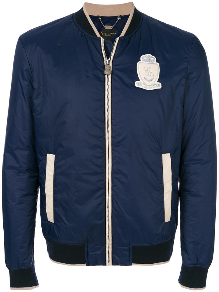 Billionaire Chest Patch Bomber Jacket - Blue