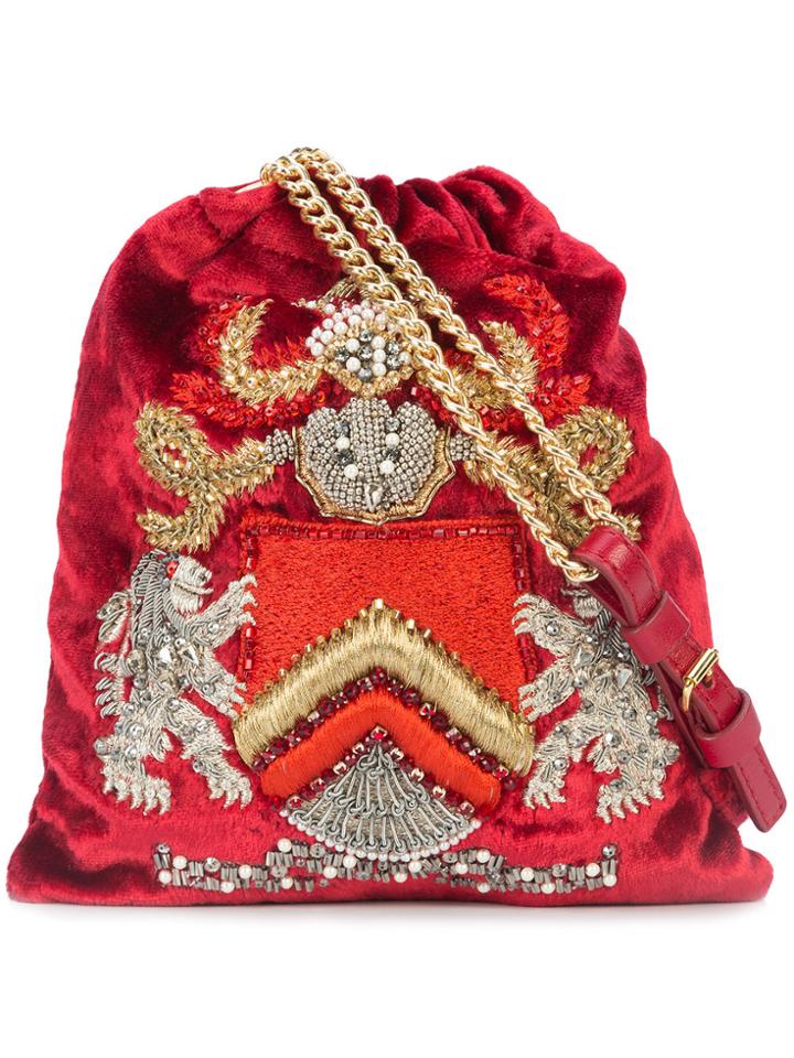 Alberta Ferretti Embellished Velvet Bag - Red