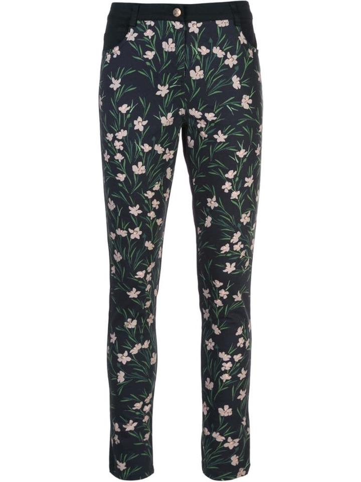 Nicole Miller Floral Print Slim-fit Jeans - Black