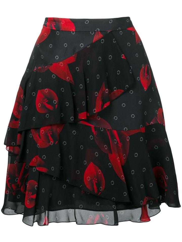 Karl Lagerfeld Floral Ruffle Skirt - Black