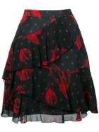 Karl Lagerfeld Floral Ruffle Skirt - Black