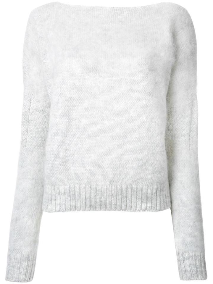 Agnona Boat Neck Jumper, Women's, Size: 38, Grey, Polyamide/mohair/wool