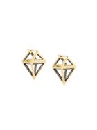 Noor Fares 18kt Gold Octahedron Dormeuse 3d Diamond Earrings -