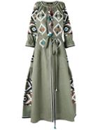 Vita Kin - Fatima's Eye Embroidered Dress - Women - Linen/flax - One Size, Green, Linen/flax
