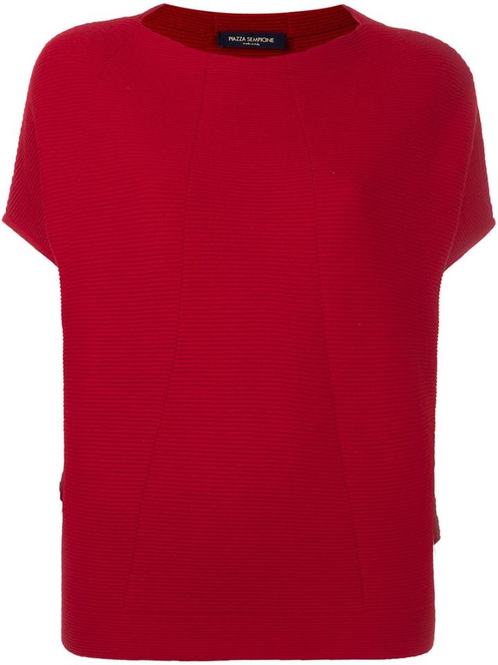 Piazza Sempione Shortsleeved Sweater, Women's, Size: 40, Red, Silk/cashmere/virgin Wool