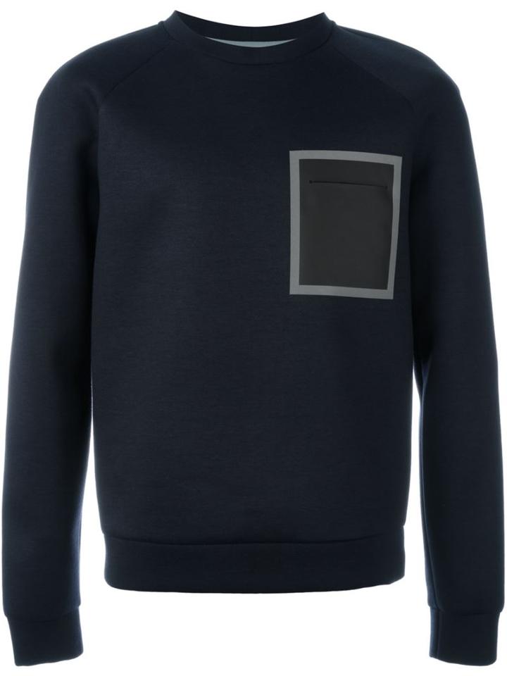 Emporio Armani Square Print Sweatshirt, Men's, Size: Large, Blue, Viscose/polyester/cotton