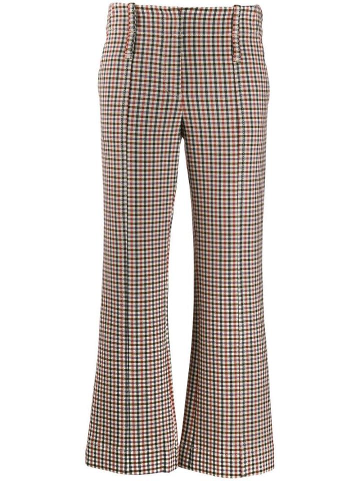 Tory Burch Trombetta Check Trousers - Neutrals