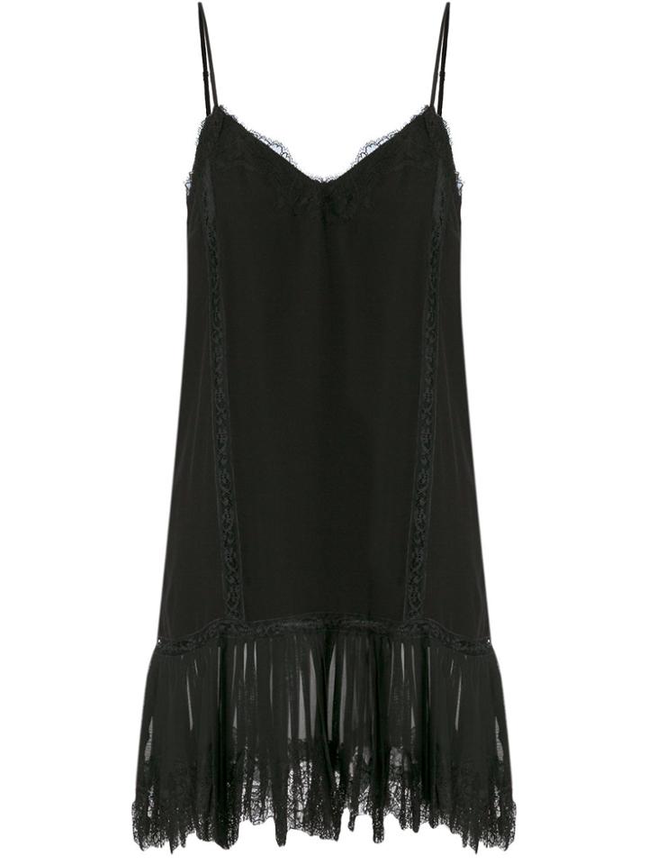 Gold Hawk Spaghetti Strap Lace Dress - Black