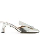 Sergio Rossi Square Toe Mules - Metallic