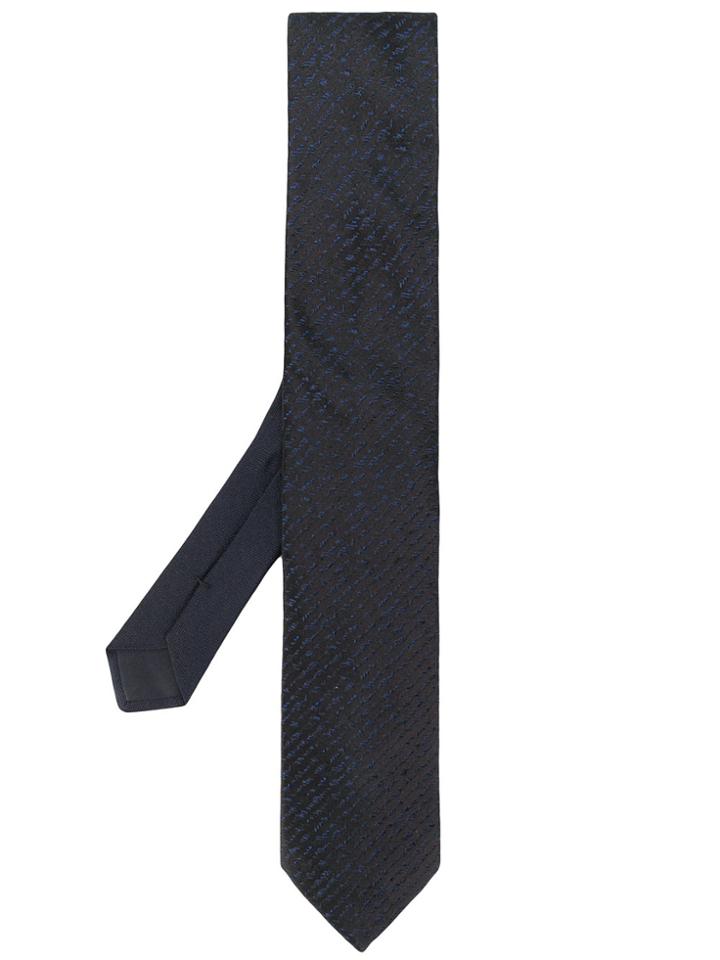 Prada Pinstriped Silk Tie - Black