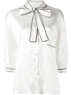 Dolce & Gabbana Pussy Bow Blouse, Women's, Size: 44, White, Silk/spandex/elastane