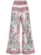 Celia Dragouni Embroidered Wide-leg Trousers - Pink & Purple
