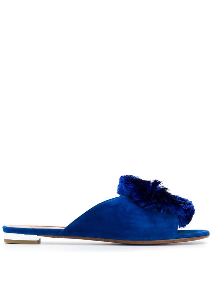 Aquazzura Crystal Lotus Slippers - Blue