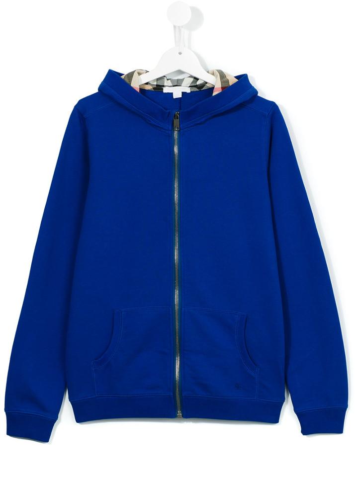 Burberry Kids Zipped Hoodie, Boy's, Size: 14 Yrs, Blue