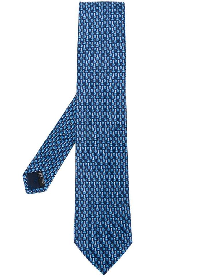 Salvatore Ferragamo Guitar Print Tie - Blue