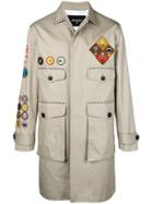 Dsquared2 Patch And Stud Trench Coat - Nude & Neutrals
