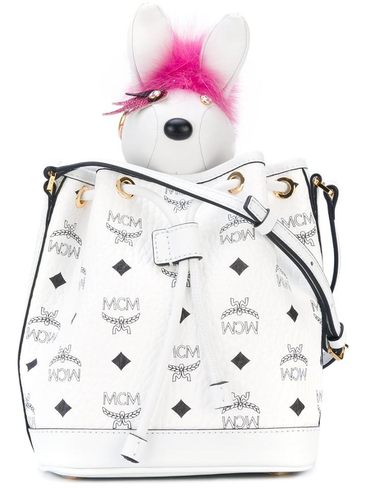 Mcm - Visetos Drawstring Bag With Charm - Women - Calf Leather/pvc - One Size, Women's, White, Calf Leather/pvc