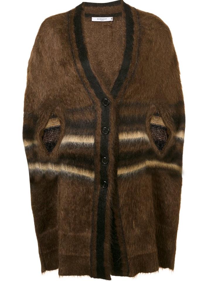 Givenchy Striped Cardi-cape, Women's, Size: Xs, Brown, Polyamide/mohair/wool