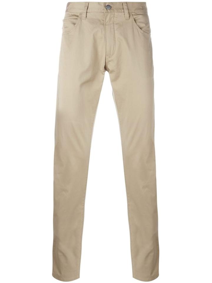 Armani Jeans Slim Fit Trousers, Men's, Size: 38, Nude/neutrals, Cotton/spandex/elastane