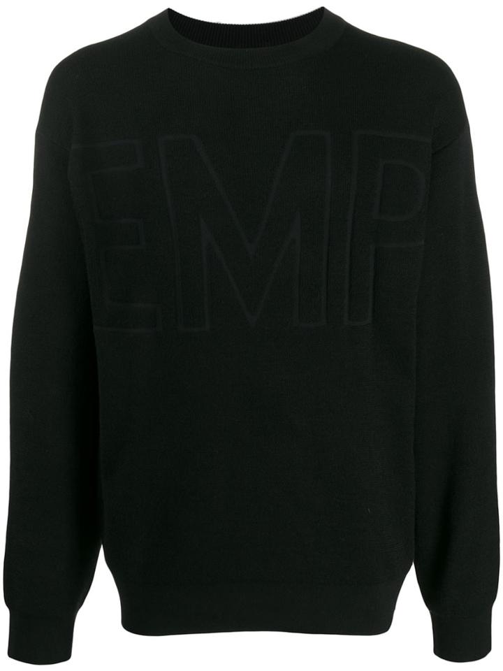 Emporio Armani Jacquard Logo Crew-neck Jumper - Black
