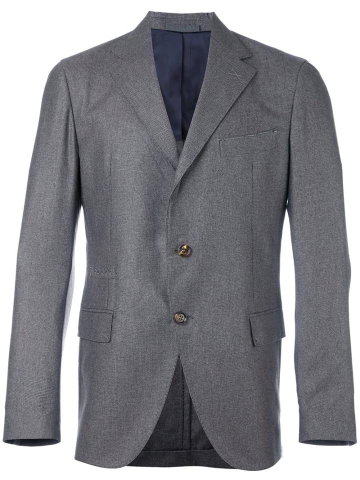 Eleventy Notched Lapel Blazer, Men's, Size: 48, Grey, Silk/viscose/cashmere