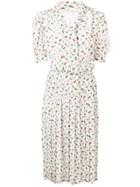 Alessandra Rich Fruit Print Pleated Dress - White