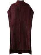 Joseph Roll Neck Knitted Poncho - Red