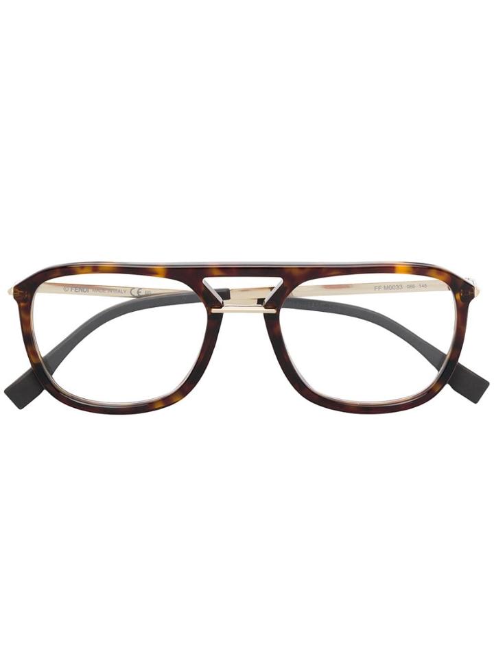 Fendi Eyewear Oversized Aviator Glasses - Brown
