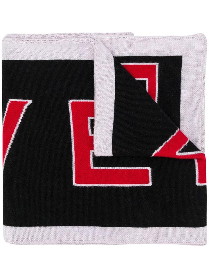 Givenchy Logo Piqué Intarsia Scarf - Black