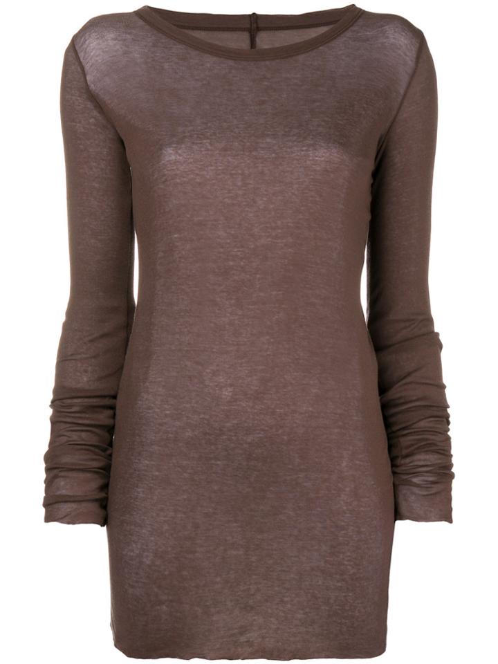 Rick Owens Mini Rib Tee - Brown