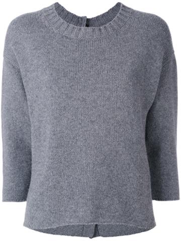 Edamame London - Button Back Jumper - Women - Cashmere/merino - 4, Grey, Cashmere/merino