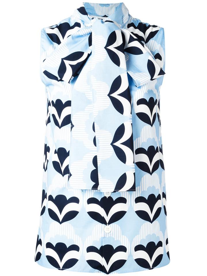 Miu Miu High Tied Neck Tank, Women's, Size: 42, Blue, Cotton