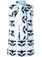 Miu Miu High Tied Neck Tank, Women's, Size: 42, Blue, Cotton