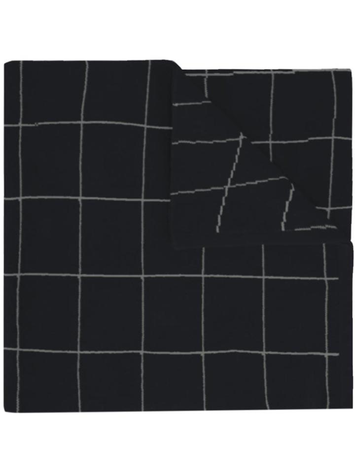 Umd Cashmere 'grid' Knit Scarf - Black