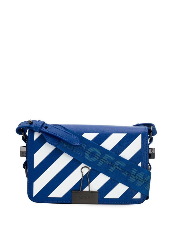 Off-white Diagonal Stripe Crossbody Bag - Blue