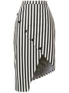 Altuzarra Button Detailed Striped Asymmetric Hem Skirt - Black