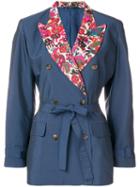 Jean Paul Gaultier Pre-owned Floral Detail Tied Blazer - Blue