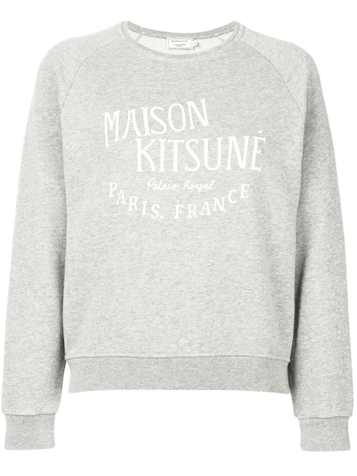 Maison Kitsuné Logo Print Sweatshirt - Grey