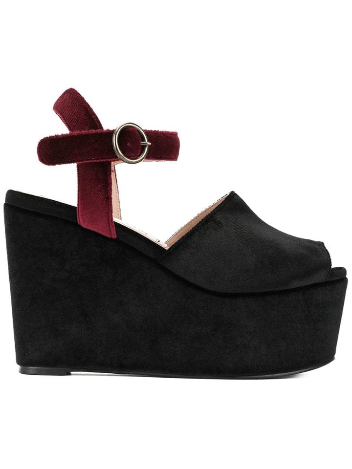 Tu Es Mon Trésor Velour Platform Sandals - Black