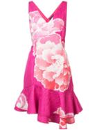 Josie Natori Peony Print Ruffle Trim Dress - Pink
