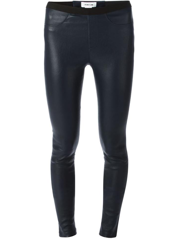 Helmut Lang Fitted Leggings, Women's, Size: 10, Blue, Lamb Skin