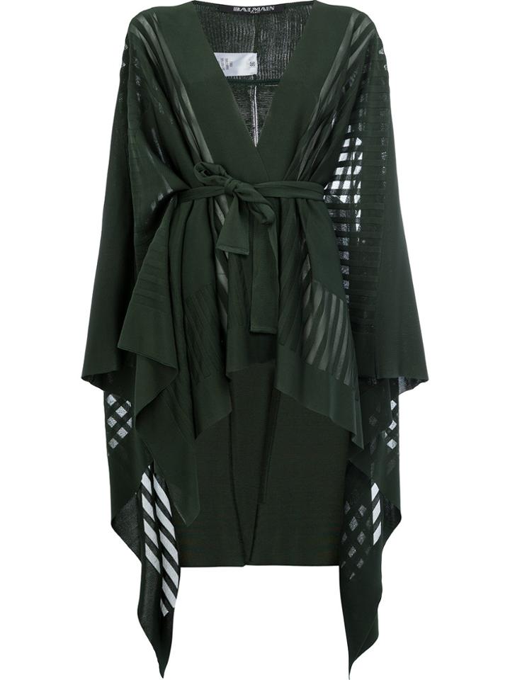 Balmain Asymmetric Kimono Cardigan - Green