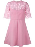 Corded Lace And Crepe Mini Dress, Women's, Size: 40, Pink/purple, Virgin Wool/silk/polyamide, Valentino