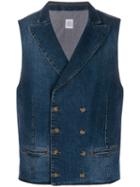 Eleventy Double Breasted Denim Vest - Blue