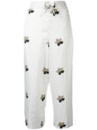 Victoria Beckham - Checked Cropped Trousers - Women - Viscose - 12, White, Viscose
