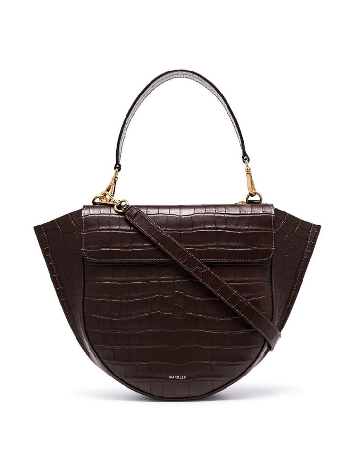 Wandler Brown Hortensia Medium Mock Croc Leather Shoulder Bag