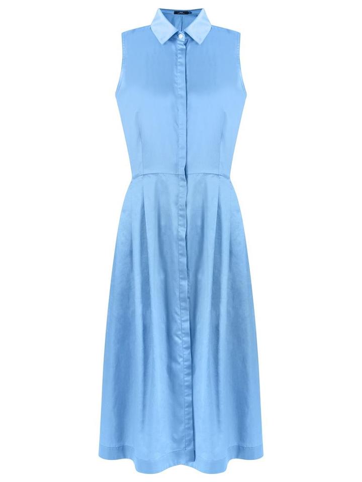 Andrea Marques Midi Shirt Dress, Women's, Size: 38, Blue, Cotton
