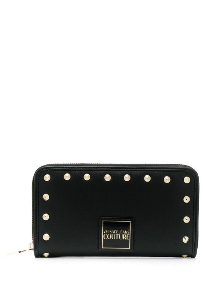 Versace Studded Logo Patch Wallet - Black