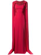 Marchesa Notte Embroidered Cape-effect Gown